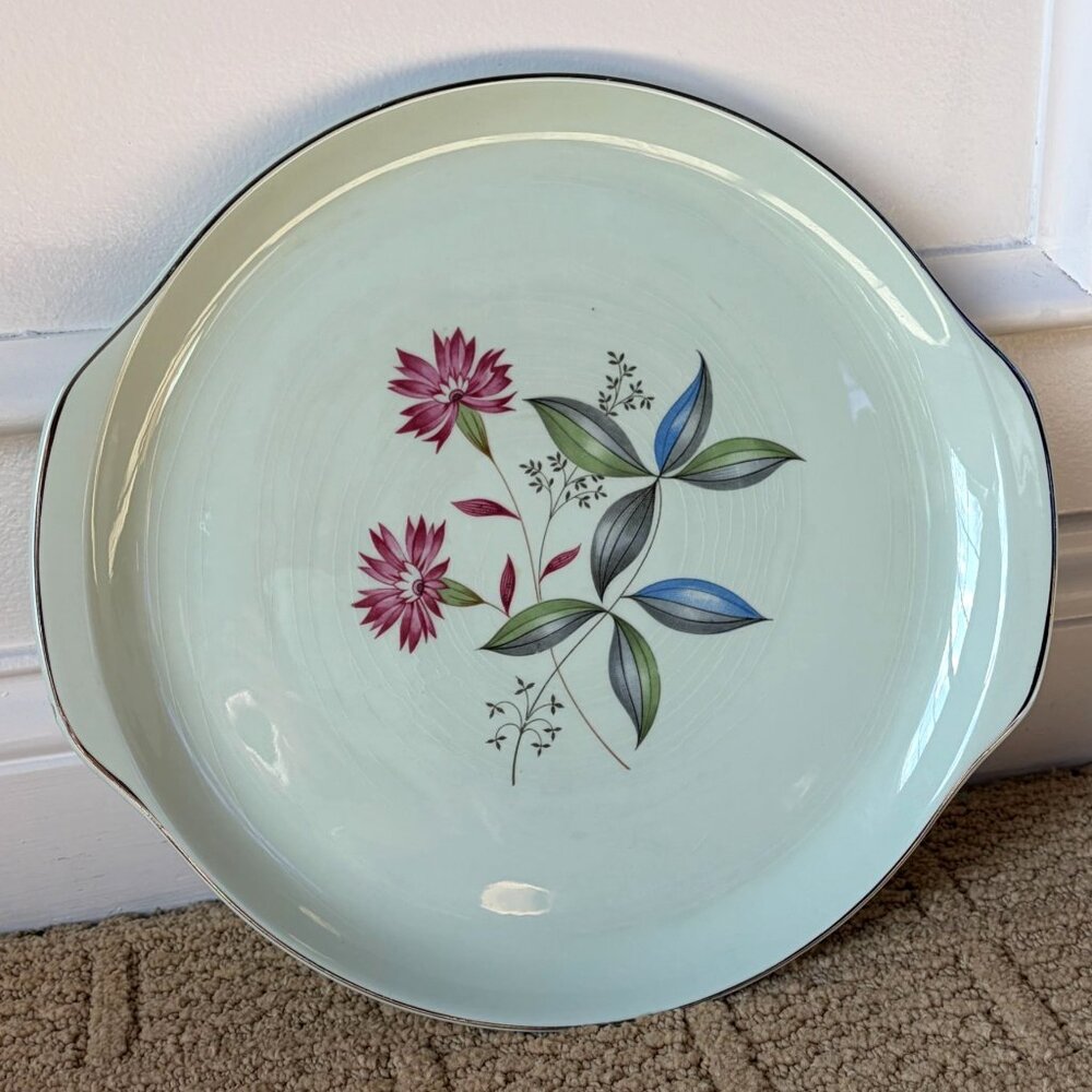 Vintage Universal Ballerina Mist Round Serving Platter Chop Plate Floral Mint '5